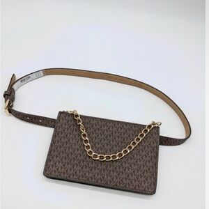 Michael Kors MK Logo Chocolate Brown Fanny Pack Belt Bag